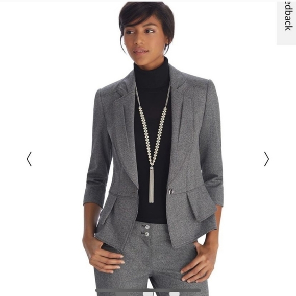 NWOT White House Black Market WHBM Double Peplum Dark Gray Jacket Blazer 6 - Picture 1 of 14